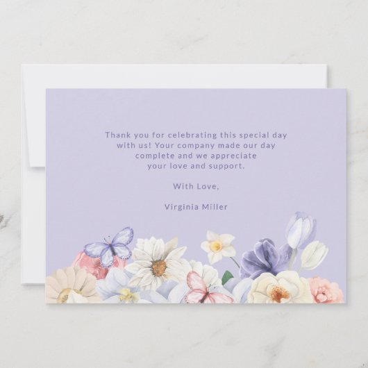 紫の蝶 サンキューカード (裏面)