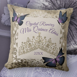 紫の蝶、タウペティアラキンセアニェラ枕 クッション