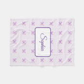 紫の蝶 フリースブランケット (正面(横))