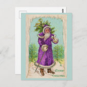 紫の衣を着た1910年サンタクロース周辺 ポストカード (正面/裏面)