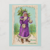 紫の衣を着た1910年サンタクロース周辺 ポストカード (正面)