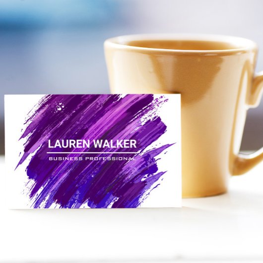 紫の表現ブラシ付きブ絵を描ラッシュ 名刺