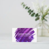 紫の表現ブラシ付きブ絵を描ラッシュ 名刺 (スタンド正面)