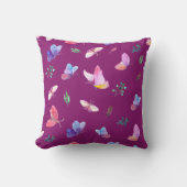 紫の装飾用クッションと蝶 クッション (正面)