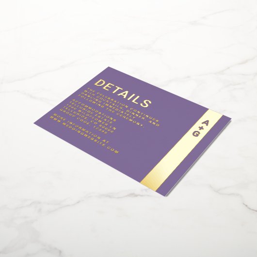紫の詳細エンクロージャカード 箔招待状ポストカード (回転した状態)