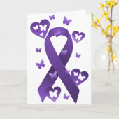 紫の認識度リボン カード (黄色い花)