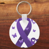 紫の認識度リボン キーホルダー (正面)
