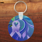 紫の認識度リボン キーホルダー (正面)