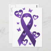 紫の認識度リボン ポストカード (正面/裏面)