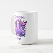 紫の認識度リボン |祈は治癒だ コーヒーマグカップ (正面左)