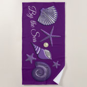 紫の貝殻 ビーチタオル (正面)