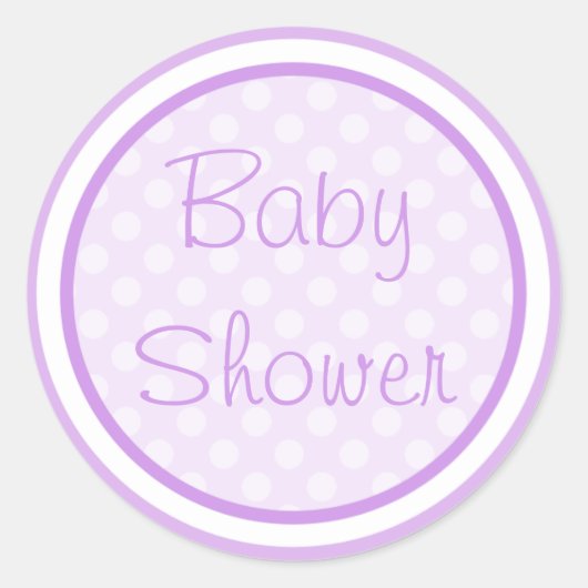 紫の赤ちゃんシャワーシール ラウンドシール (正面)
