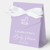 紫の赤ちゃんシャワー揺り馬パーソナライズされた フェイバーボックス (正面)