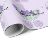 紫の赤ちゃんシャワー ラッピングペーパー (ロールコーナー)