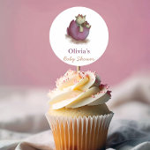 紫の赤ちゃん恐竜ステッカー 出産祝い ラウンドシール