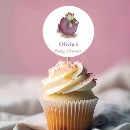 紫の赤ちゃん恐竜ステッカー 出産祝い ラウンドシール