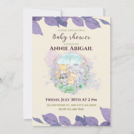 紫の赤男女兼用ちゃんシャワー 招待状