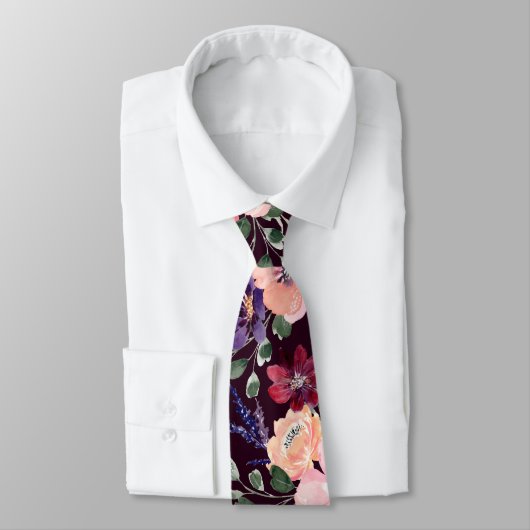 紫の赤面フラワーデュベットカバーネックタイ ネクタイ (タイ)