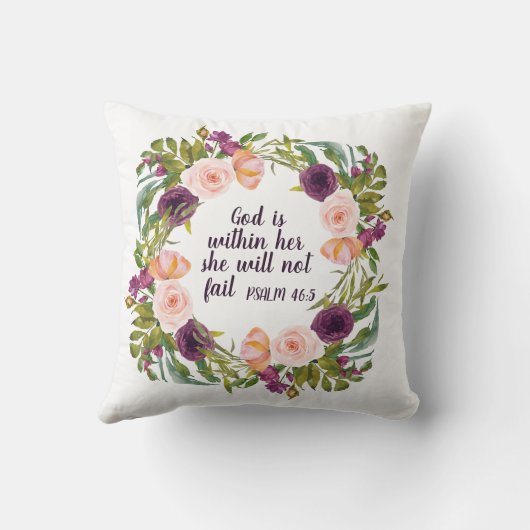 紫の赤面フローラ神は彼女のクリスチャンの中にある クッション (裏面)