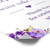 紫の超フローラ結婚式の引き出物記号 ポスター (角)