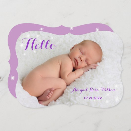 紫の輝かしい誕生の発表 案内状 (正面/裏面)