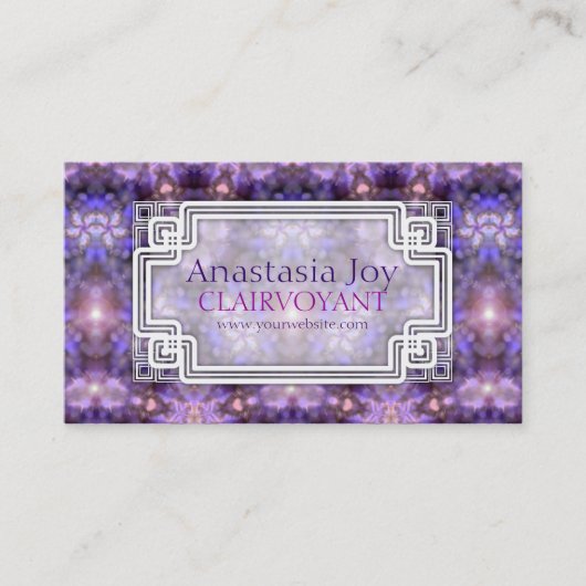 紫の輝くエネルギーの先見性のアート名刺 名刺 (正面)