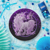 紫の輝くピンクのユニコーン ペーパープレート (パーティー)