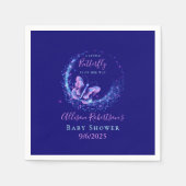 紫の輝く蝶の女の子の赤ちゃんシャワー スタンダードカクテルナプキン (正面)