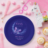 紫の輝く蝶の女の子の赤ちゃんシャワー ペーパープレート (パーティー)