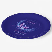 紫の輝く蝶の女の子の赤ちゃんシャワー ペーパープレート (アングル)