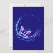 紫の輝く蝶の女の子の赤ちゃんシャワー 招待状 (裏面)