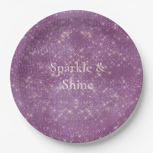 紫の輝ガーリーく輝き ペーパープレート (正面)