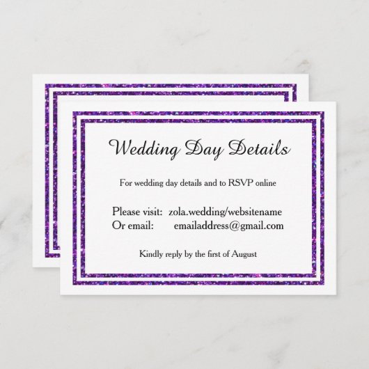 紫の輝フェイクくトリム – 結婚記念日の詳細 出欠カード (正面/裏面)