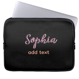 紫の追加name女の子ボス文字黒 ラップトップスリーブ