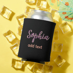 紫の追加name女の子ボス文字黒 缶クーラー