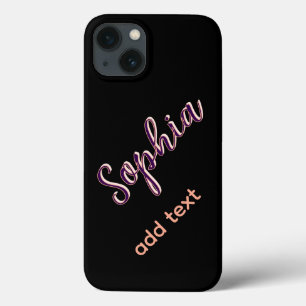 紫の追加name女の子ボス文字黒 iPhone 13ケース