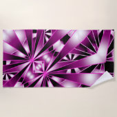 紫の遠近法グラデーションの塗り潰しスケッチ ビーチタオル (正面)