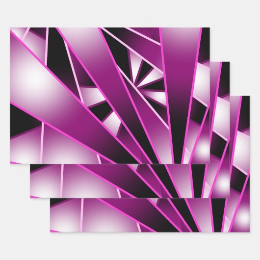 紫の遠近法グラデーションの塗り潰しスケッチ ラッピングペーパーシート (セット)