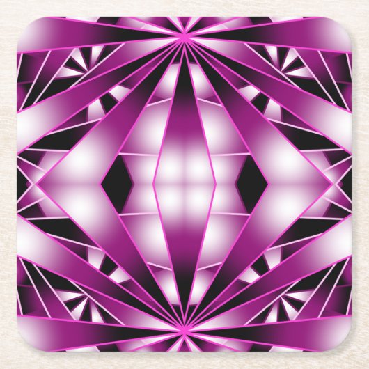 紫の遠近法グラデーション塗り潰しスケッチ スクエアペーパーコースター (正面)
