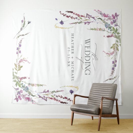 紫の野の花の書結婚跡の写真 タペストリー (インサイチュ(横))