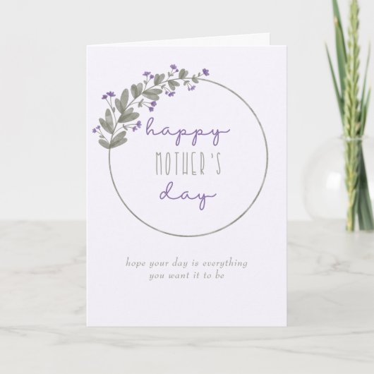 紫の野シンプル草花お母さんの日 カード (正面)
