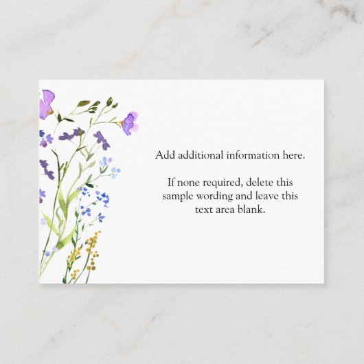 紫の野生の花 自由にデザインする白紙のカード エンクロージャーカード (裏面)
