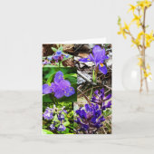 紫の野花で折り畳んだグリーティングカード カード (黄色い花)