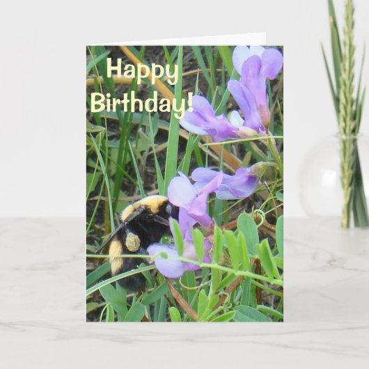 紫の野草の花のF2蜂 カード (正面)