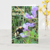 紫の野草の花のF2蜂 カード (黄色い花)