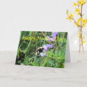 紫の野草の花のF2蜂 カード (黄色い花)