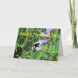 紫の野草の花のF2蜂 カード