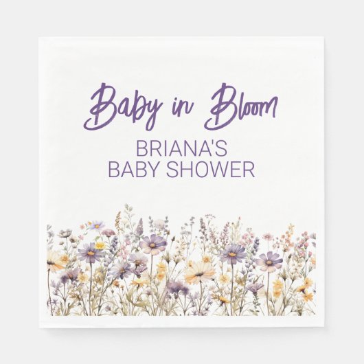 紫の野草の赤男女兼用ちゃんシャワー スタンダードランチョンナプキン (正面)