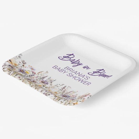 紫の野草の赤男女兼用ちゃんシャワー ペーパープレート (傾斜あり)