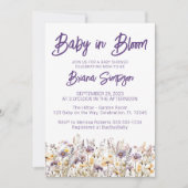 紫の野草の赤男女兼用ちゃんシャワー 招待状 (正面)